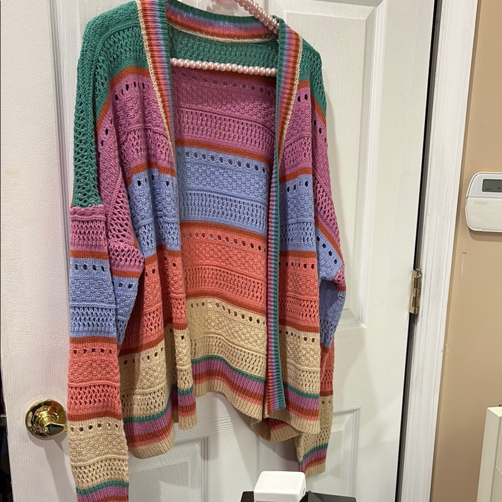 Multi color stripe sweater cardigan new condition